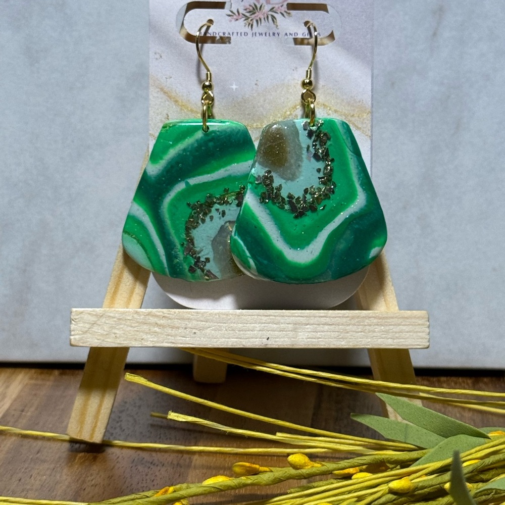 Green Agate Drop Earrings